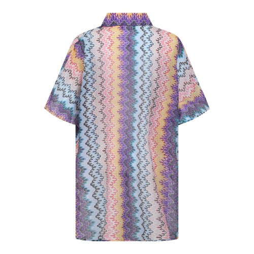 Missoni Multicolor Zigzag Knit Short-Sleeve Shirt.