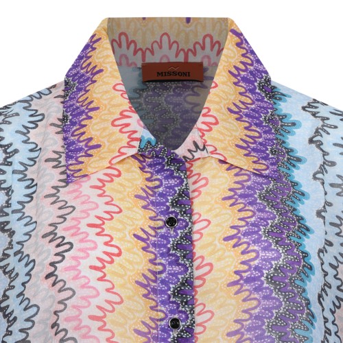 Missoni Multicolor Zigzag Knit Short-Sleeve Shirt.