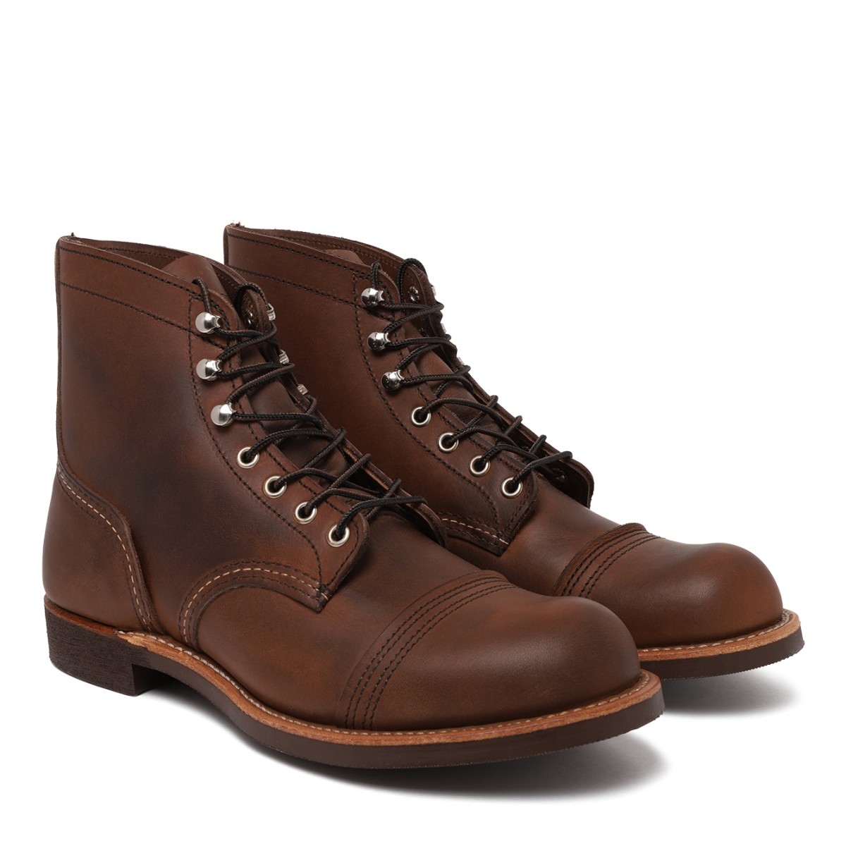 Red Wing Brown Leather Lace-Up Boots.