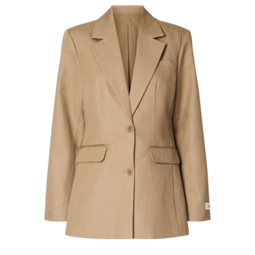 Selected Femme Beige Tailored Single-Breasted Blazer.