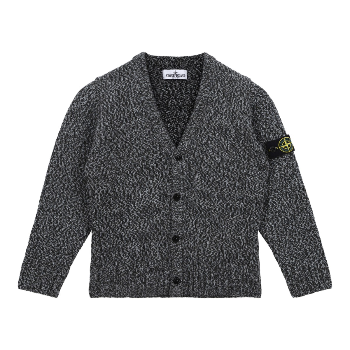 Stone Island Grey Mlange Knit Cardigan.