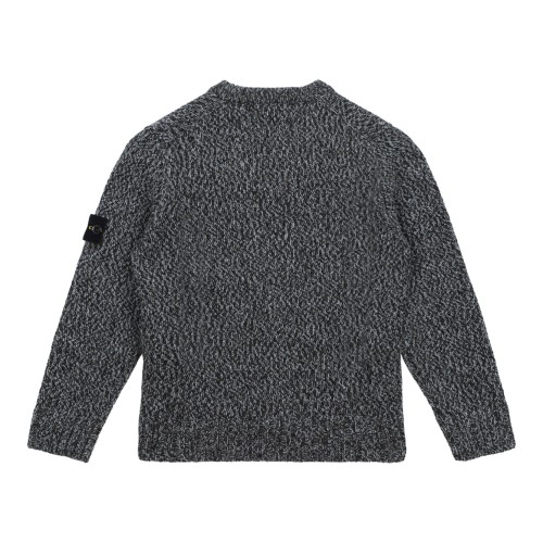 Stone Island Grey Mlange Knit Cardigan.