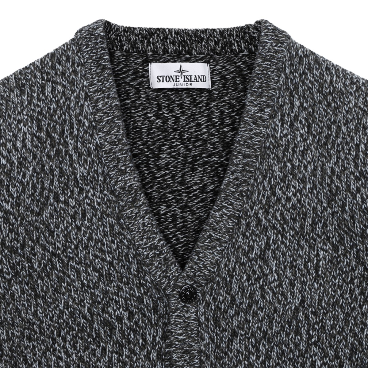 Stone Island Grey Mlange Knit Cardigan.