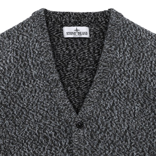 Stone Island Grey Mlange Knit Cardigan.