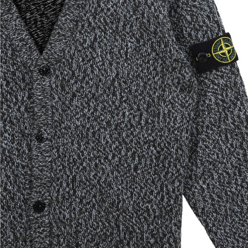 Stone Island Grey Mlange Knit Cardigan.