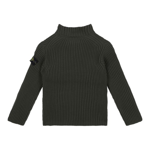Stone Island Dark Green Ribbed Zip Cardigan. 2