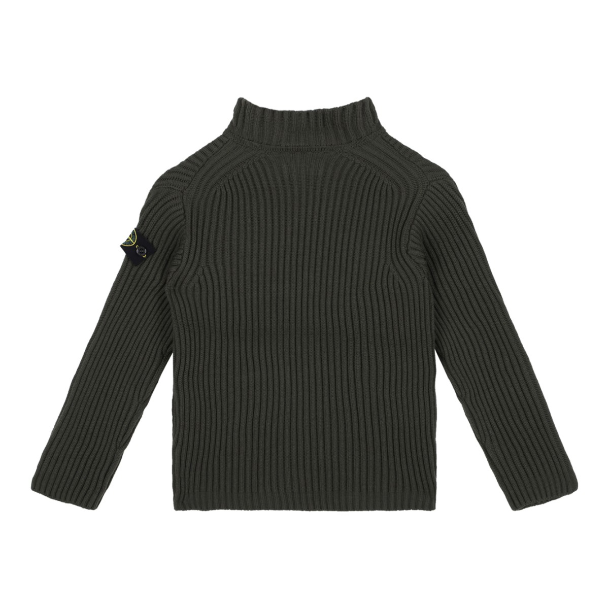 Stone Island Dark Green Ribbed Zip Cardigan.