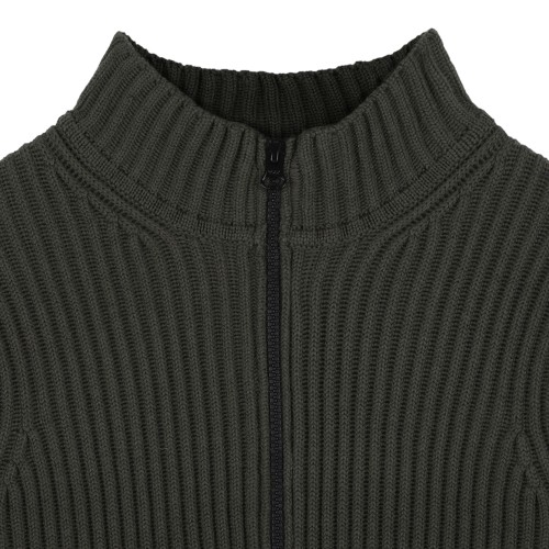 Stone Island Dark Green Ribbed Zip Cardigan.