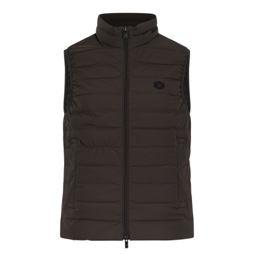 Emporio Armani Brown Quilted Puffer Vest.