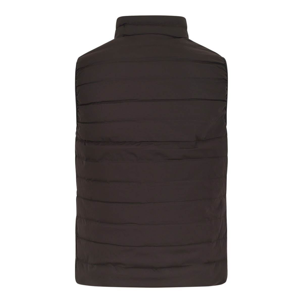 Emporio Armani Brown Quilted Puffer Vest.