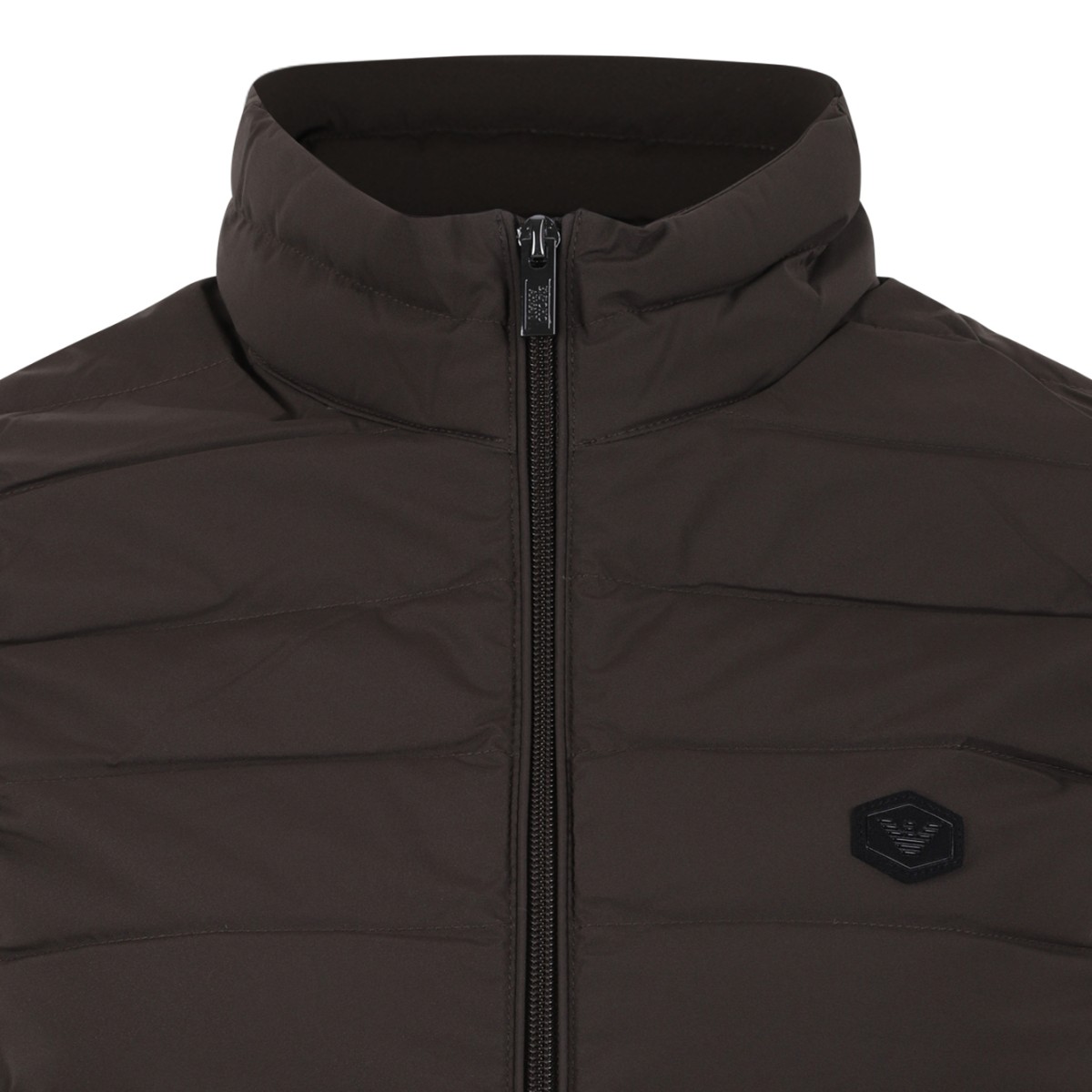 Emporio Armani Brown Quilted Puffer Vest.