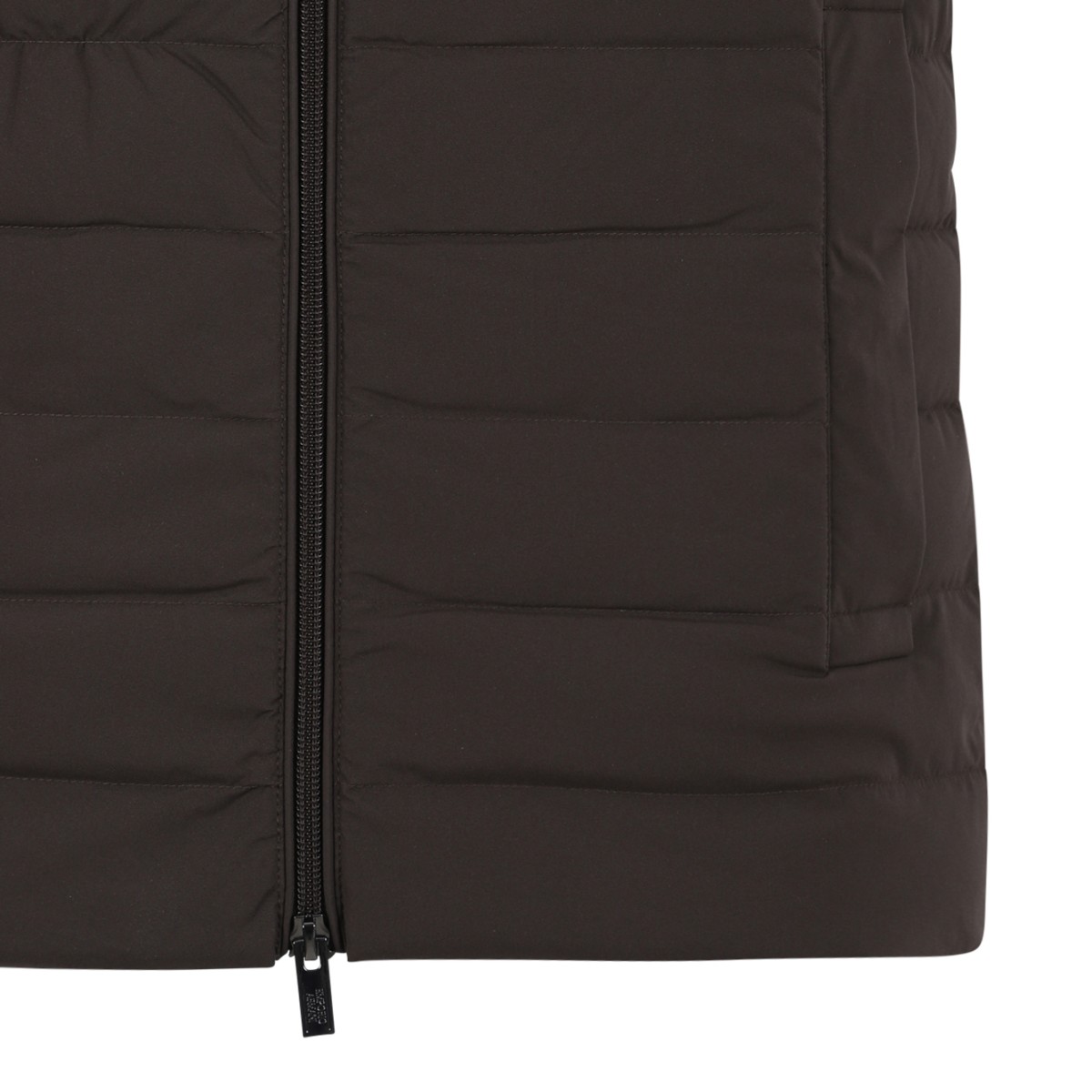 Emporio Armani Brown Quilted Puffer Vest.