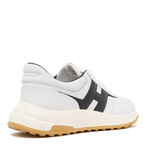 Hogan White and Black H-Stripes Sneakers.