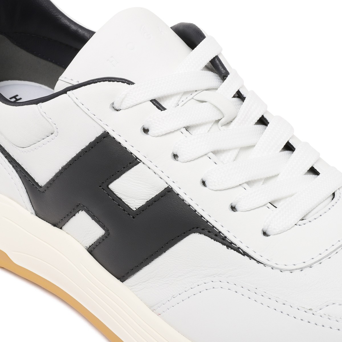 Hogan White and Black H-Stripes Sneakers.