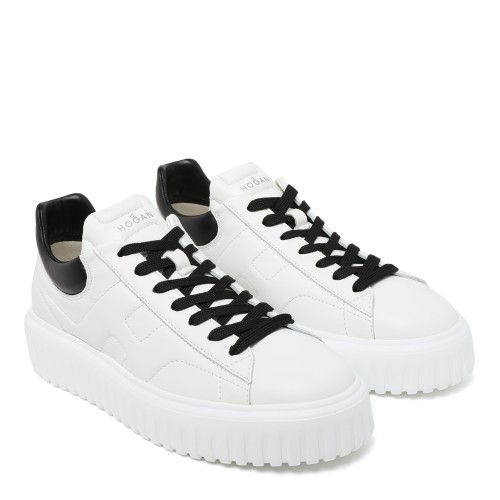 Hogan White Leather Platform Sneakers.