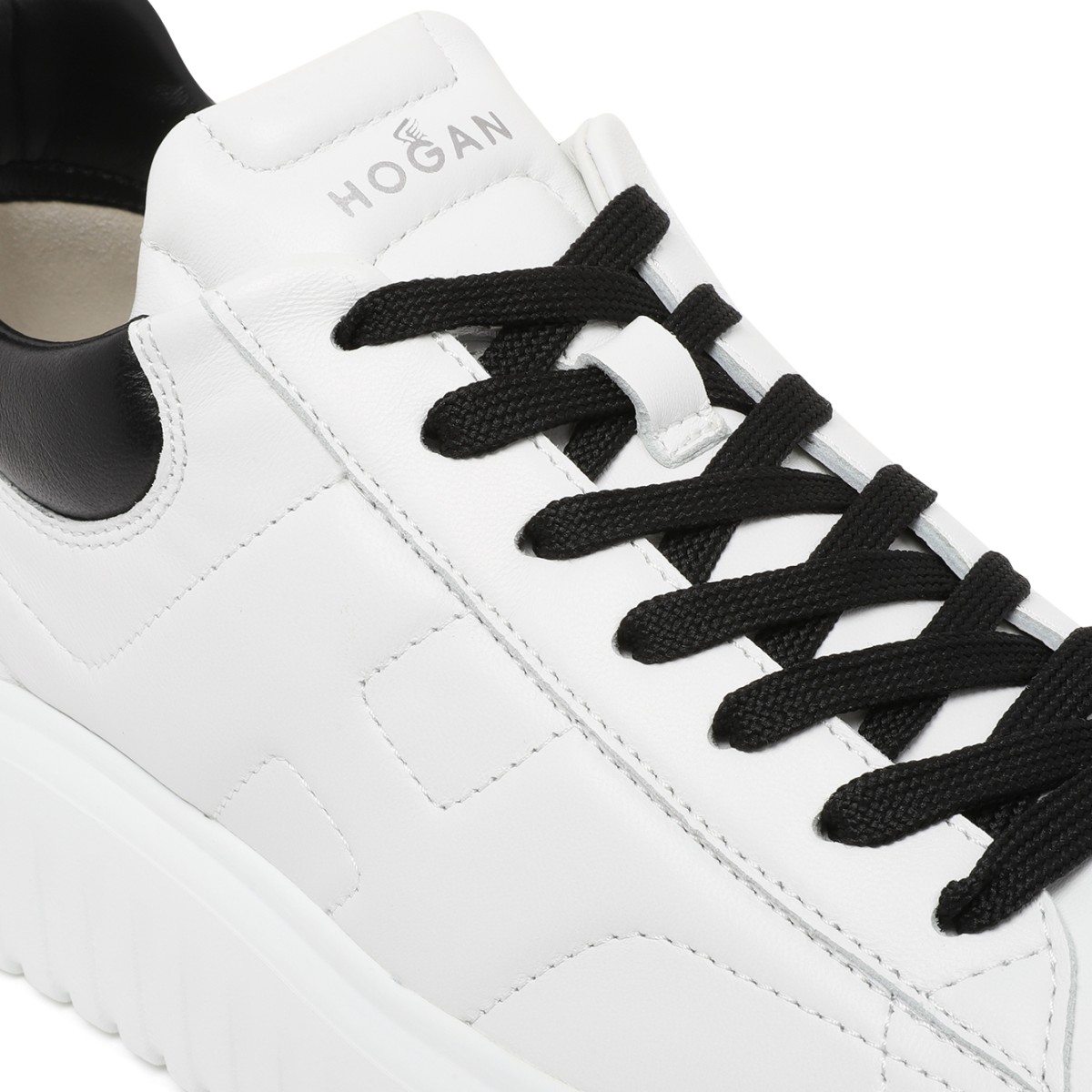 Hogan White Leather Platform Sneakers.