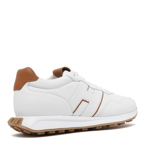 Hogan White Leather Sneakers with Tan Details.