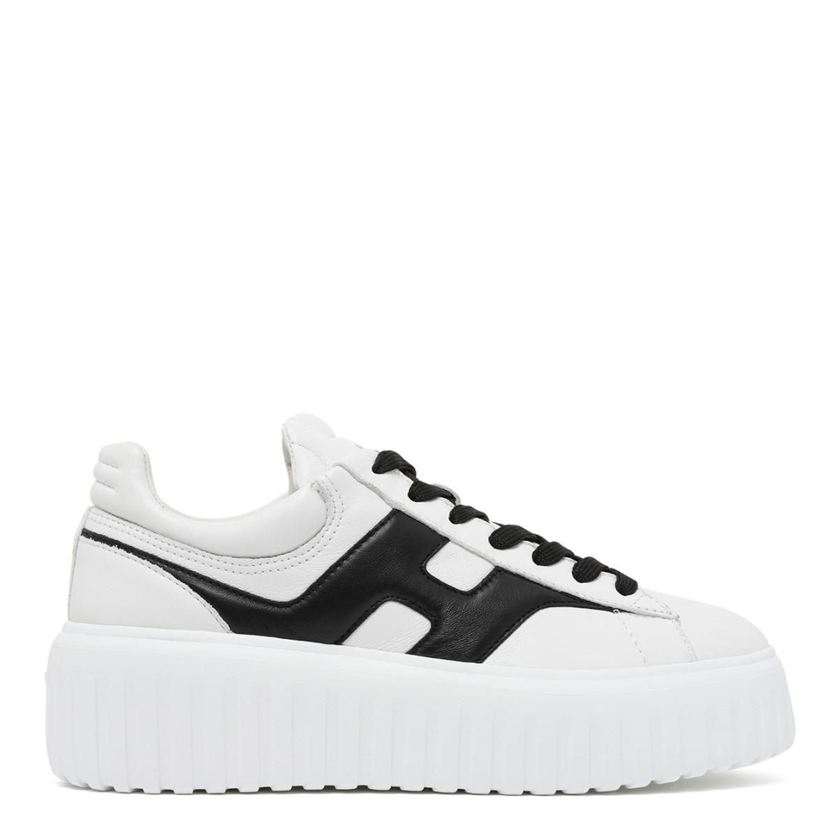 Hogan White and Black Platform Sneakers.