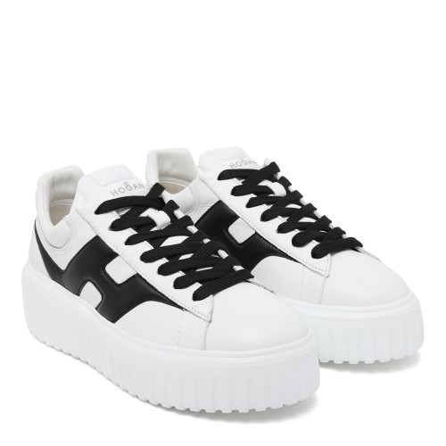 Hogan White and Black Platform Sneakers.