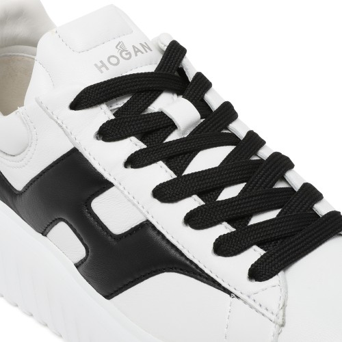 Hogan White and Black Platform Sneakers.