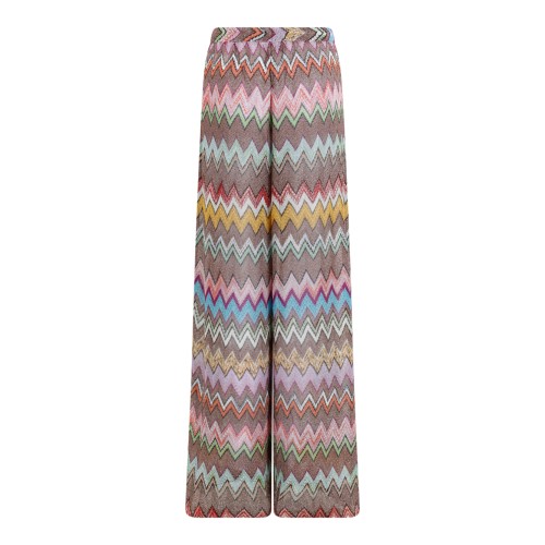 Missoni Multicolor Zigzag Knit Wide-Leg Trousers.