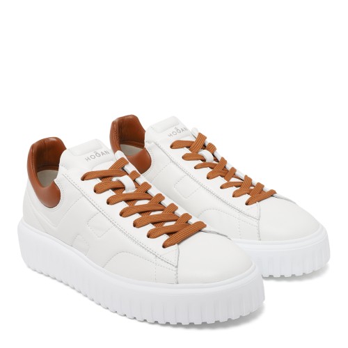 Hogan White Leather Platform Sneakers. 2