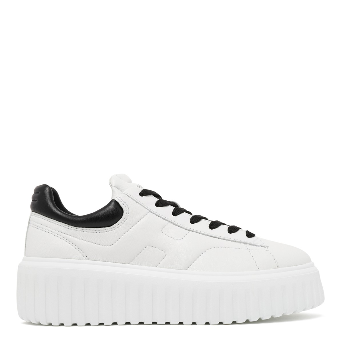 Hogan White Leather Platform Sneakers.
