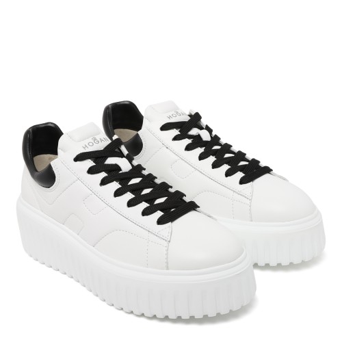 Hogan White Leather Platform Sneakers.