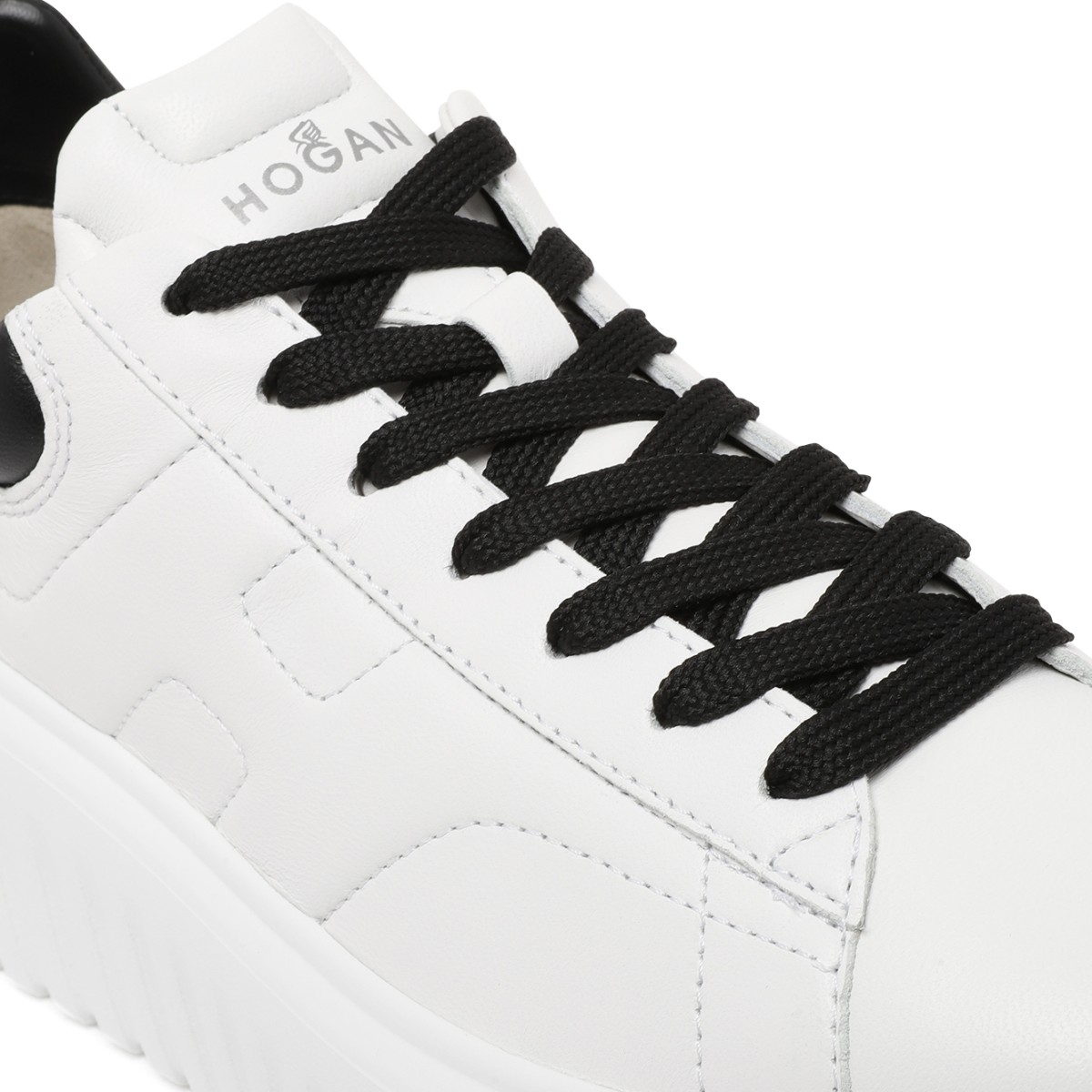 Hogan White Leather Platform Sneakers.