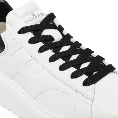 Hogan White Leather Platform Sneakers.