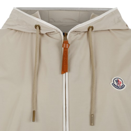 Moncler Beige Hooded Zip-Up Jacket.