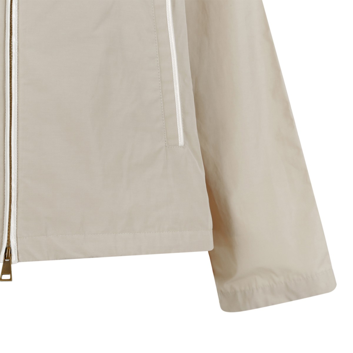 Moncler Beige Hooded Zip-Up Jacket.