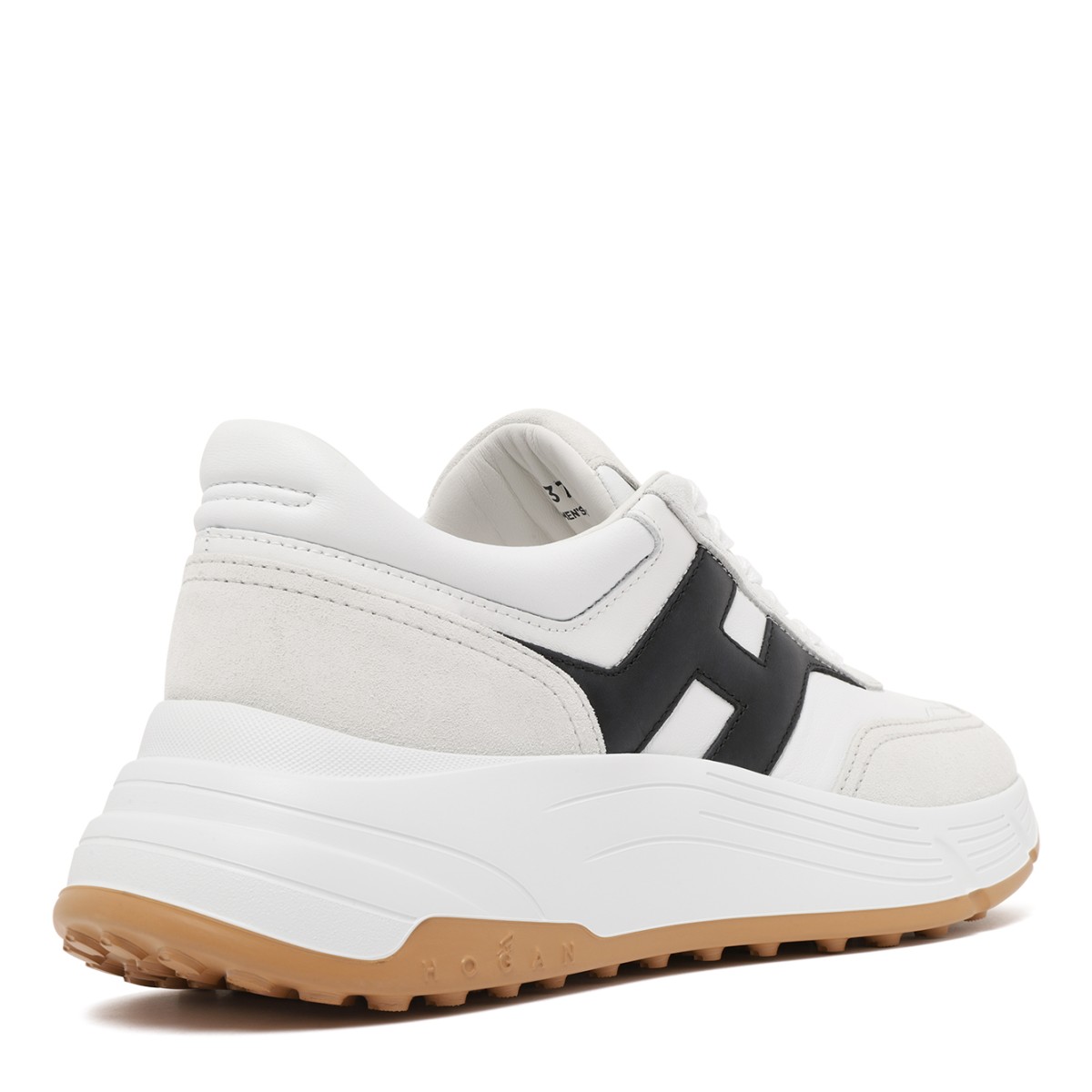 Hogan White Leather Sneakers with Tan Details.