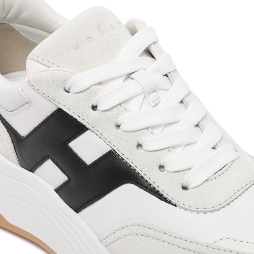 Hogan White Leather Sneakers with Tan Details.