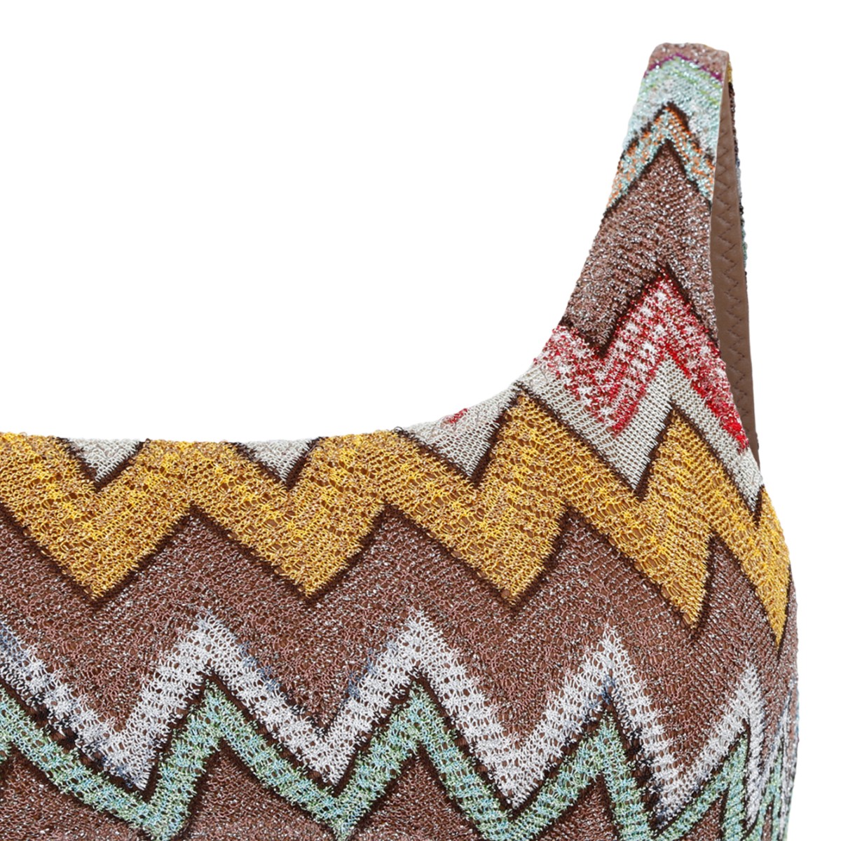 Missoni Multicolor Zigzag One-Shoulder Bikini Set.