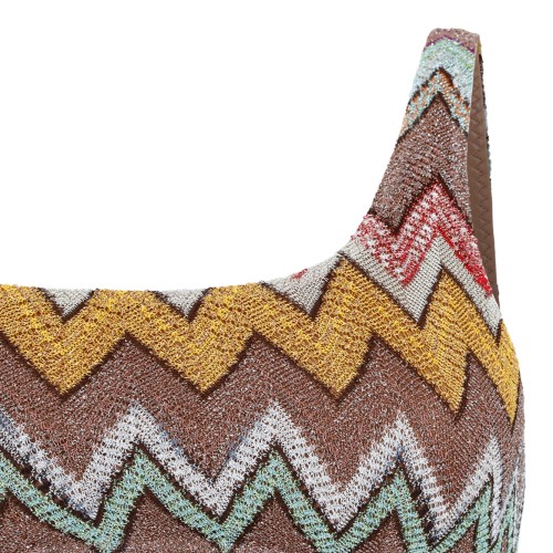 Missoni Multicolor Zigzag One-Shoulder Bikini Set.