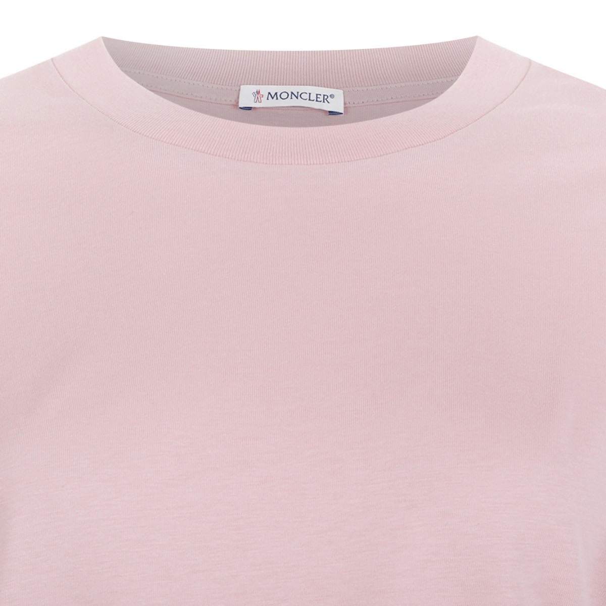 Moncler Light Pink Cotton Crew-Neck T-Shirt.