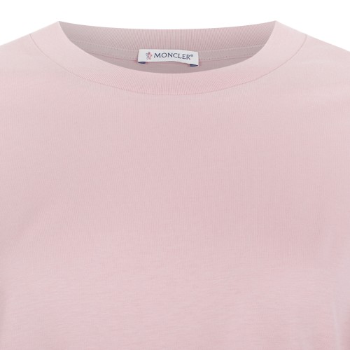Moncler Light Pink Cotton Crew-Neck T-Shirt.