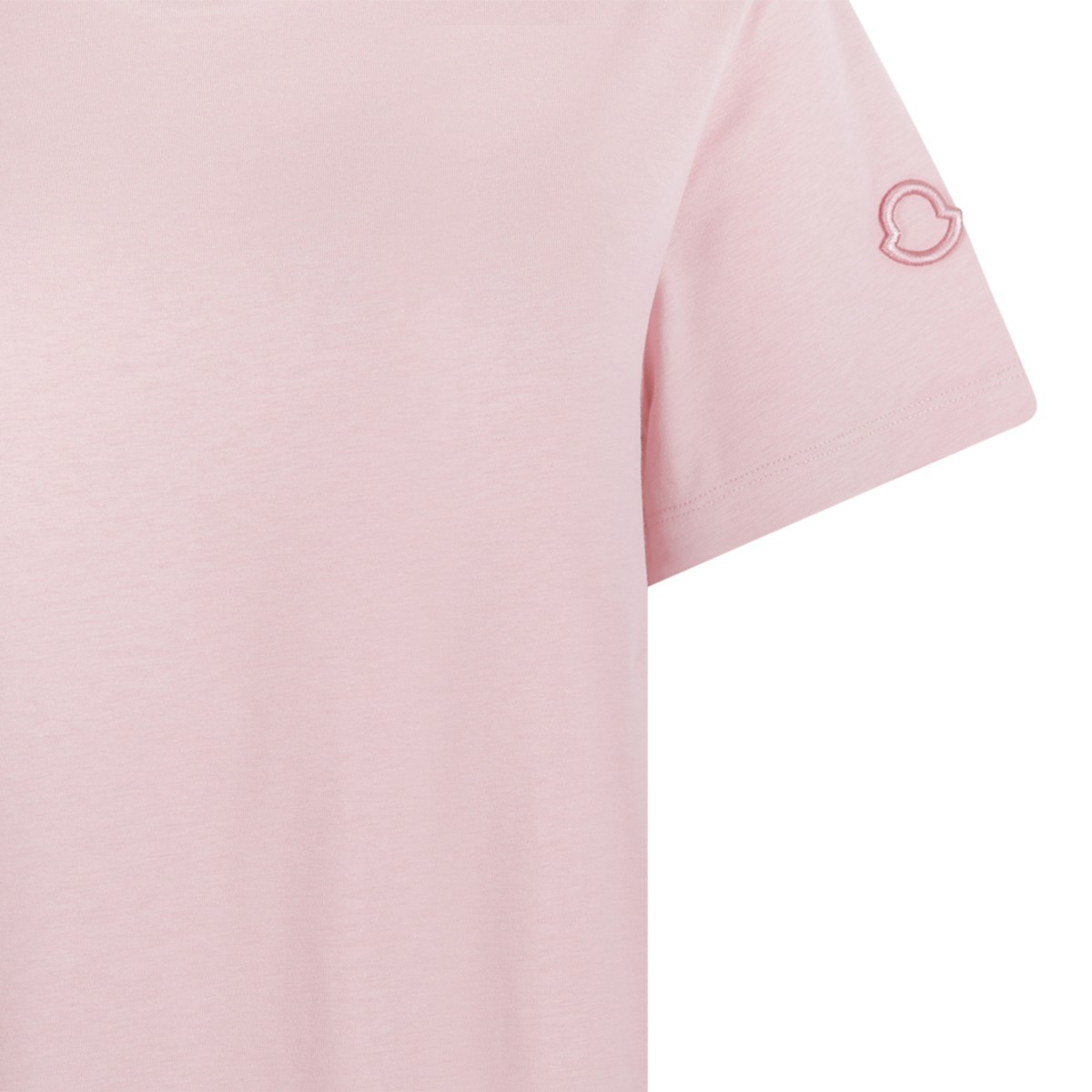 Moncler Light Pink Cotton Crew-Neck T-Shirt.