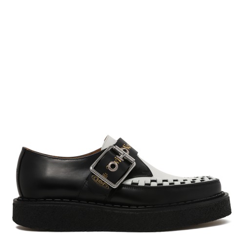 Vivienne Westwood Black Leather Buckle Platform Loafers.