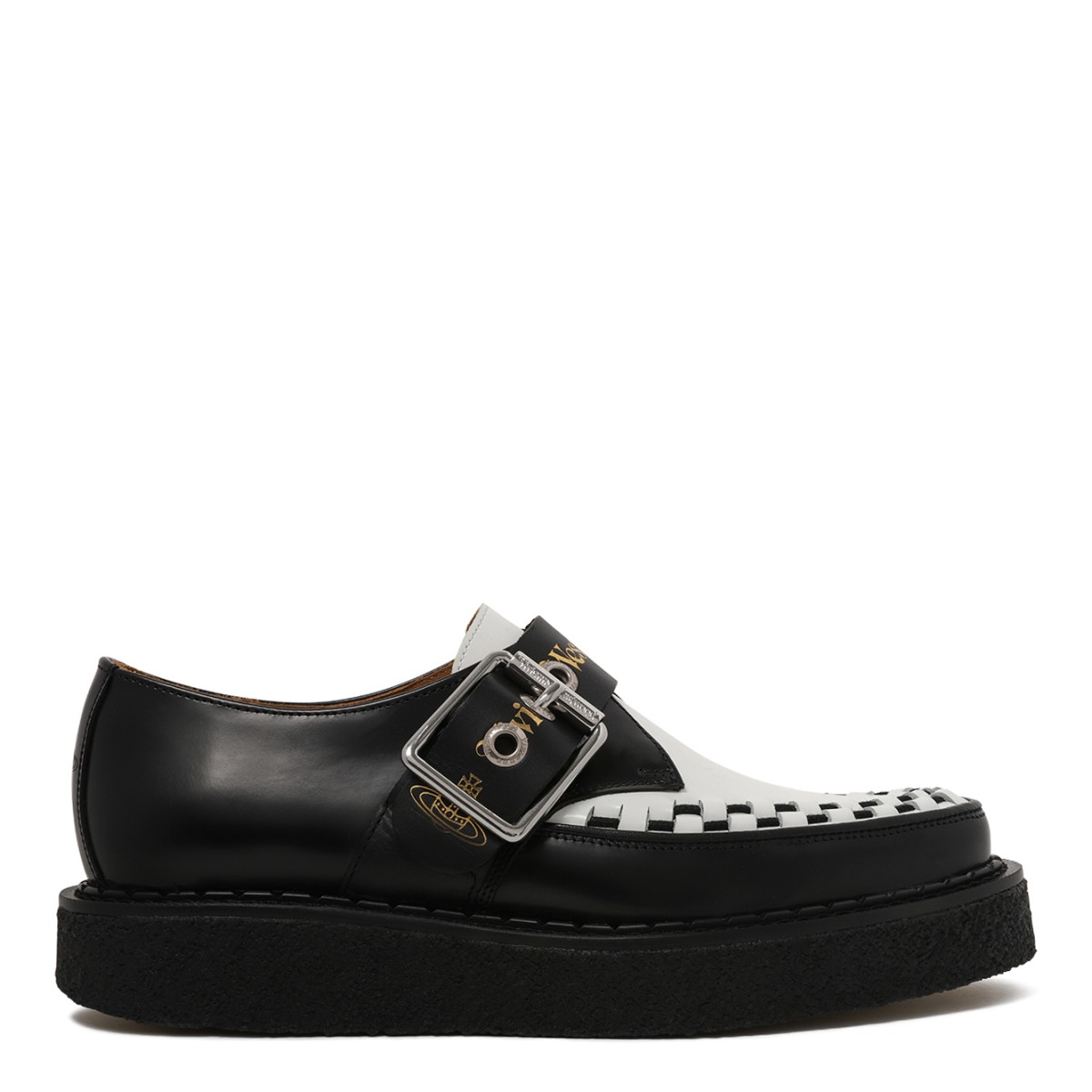 Vivienne Westwood Black Leather Buckle Platform Loafers.