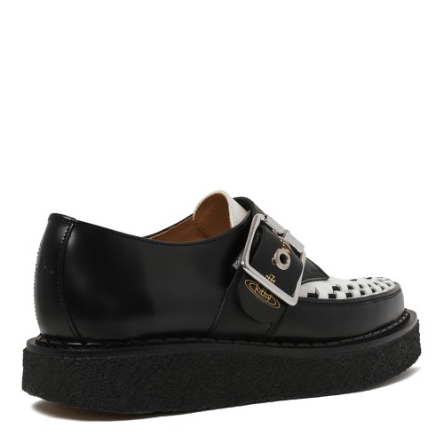 Vivienne Westwood Black Leather Buckle Platform Loafers.