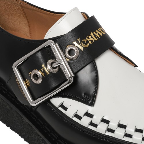 Vivienne Westwood Black Leather Buckle Platform Loafers.