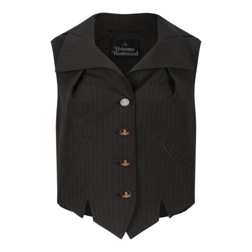 Vivienne Westwood Black Pinstripe Tailored Vest.