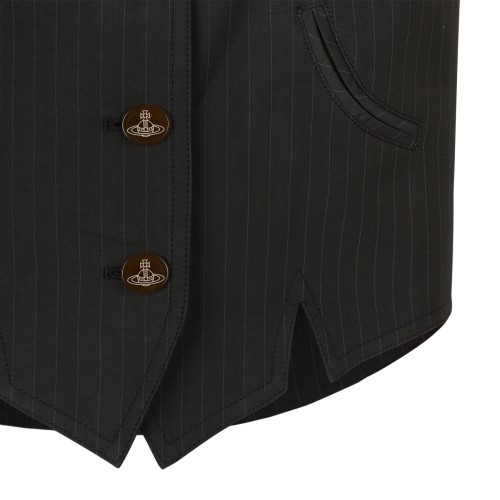 Vivienne Westwood Black Pinstripe Tailored Vest.