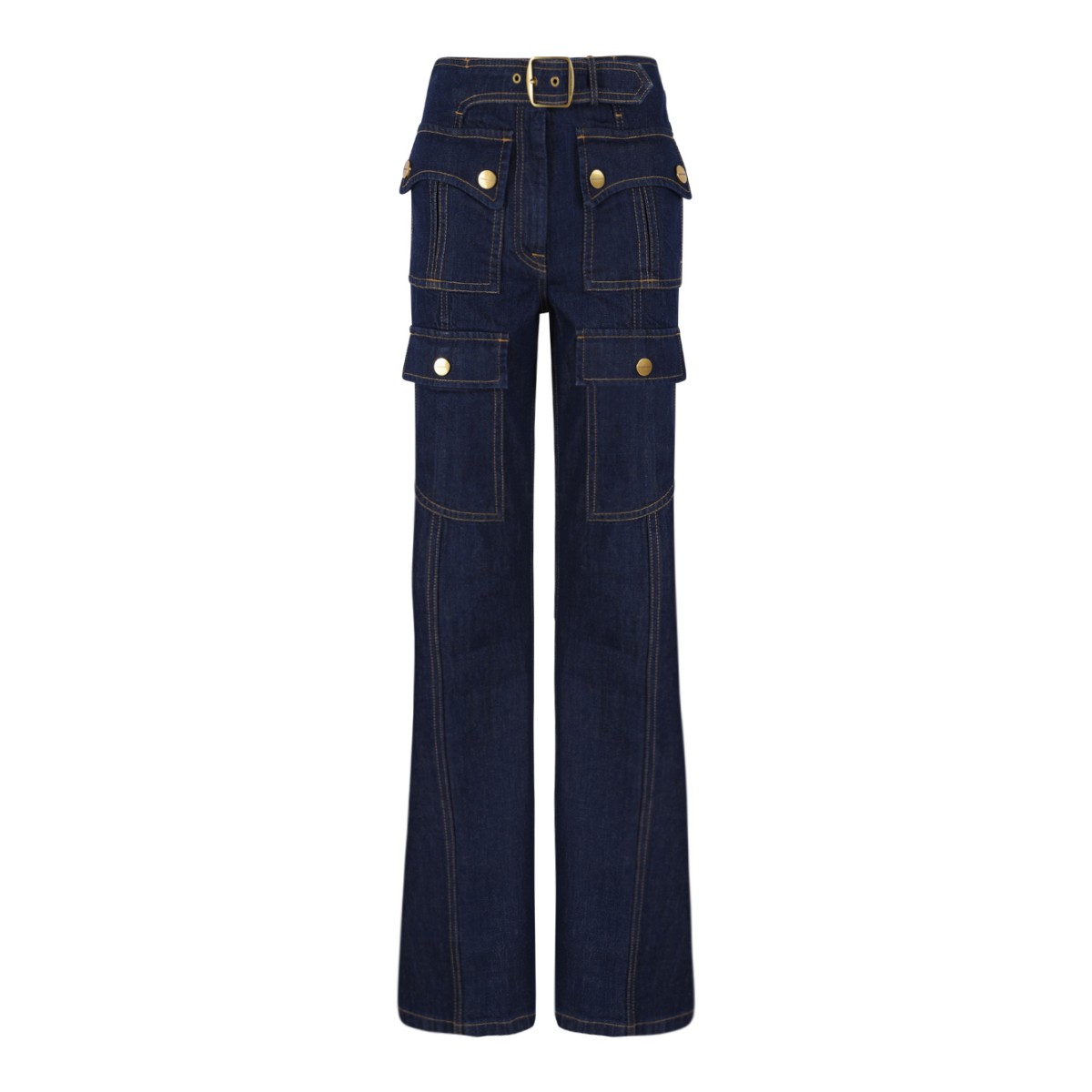 Zimmermann Dark Denim Wide-Leg Cargo Jeans.  