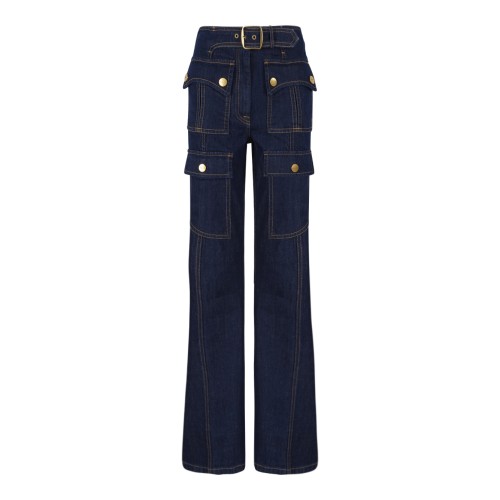 Zimmermann Dark Denim Wide-Leg Cargo Jeans.  