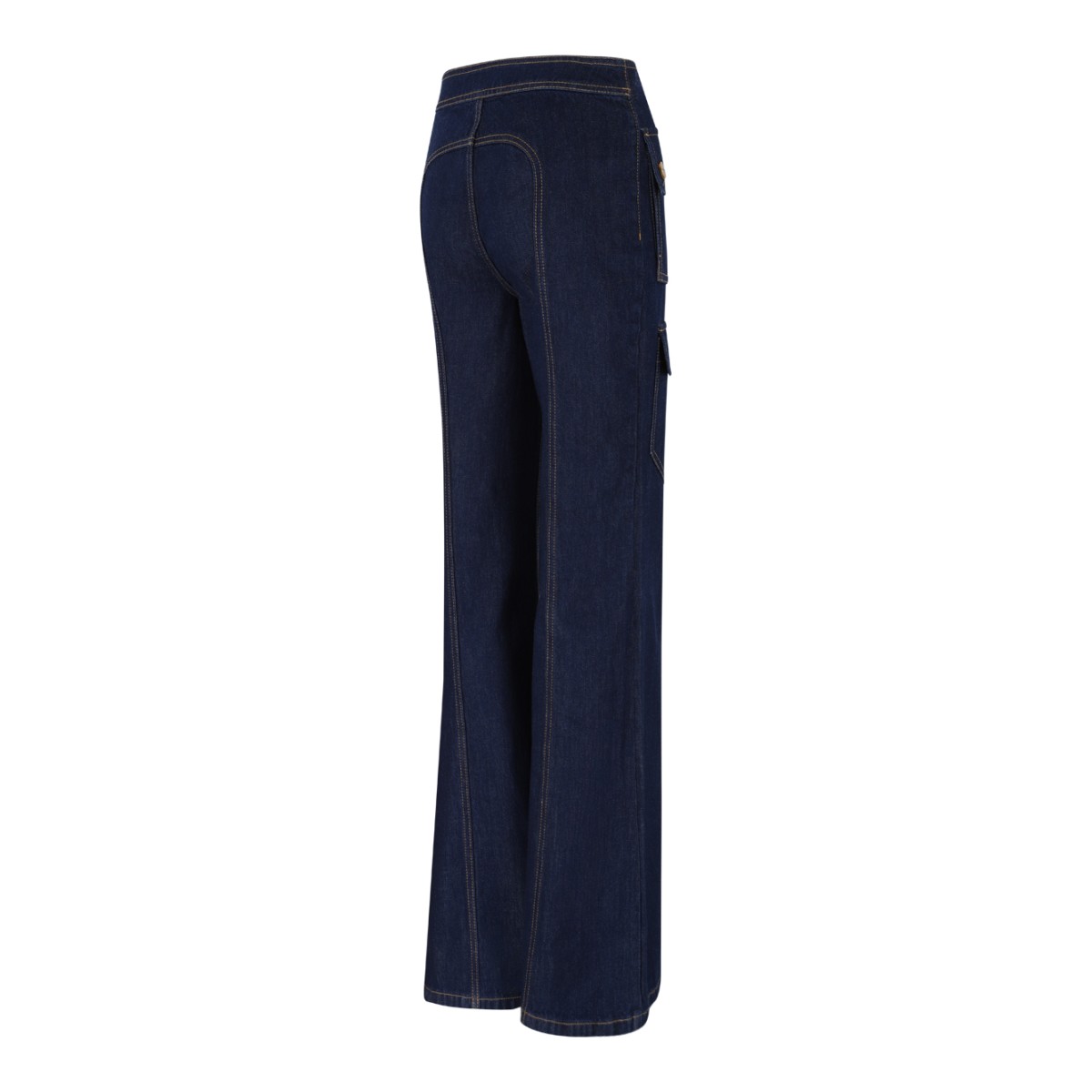 Zimmermann Dark Denim Wide-Leg Cargo Jeans.  