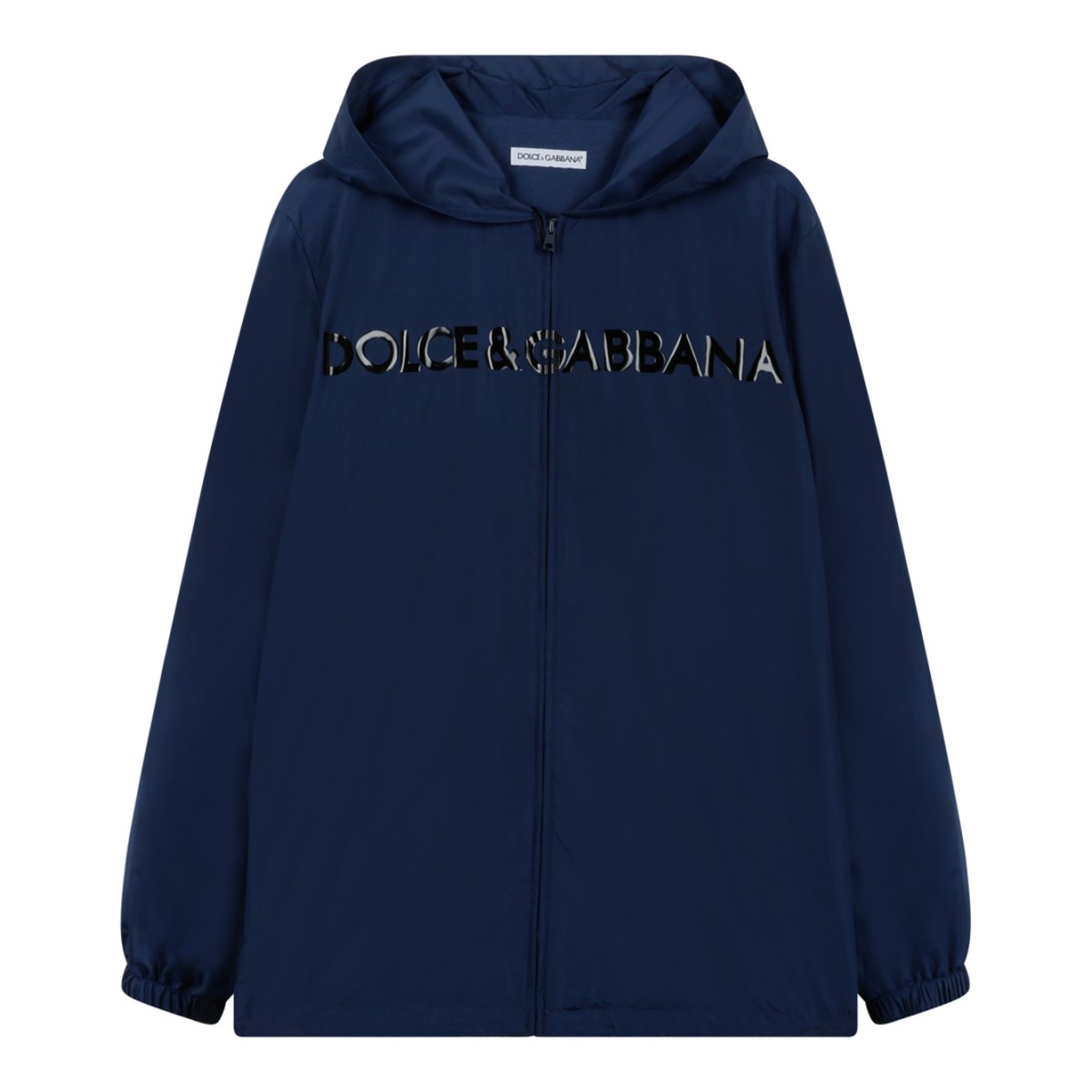 Dolce & Gabbana Blue Logo Hooded Jacket.