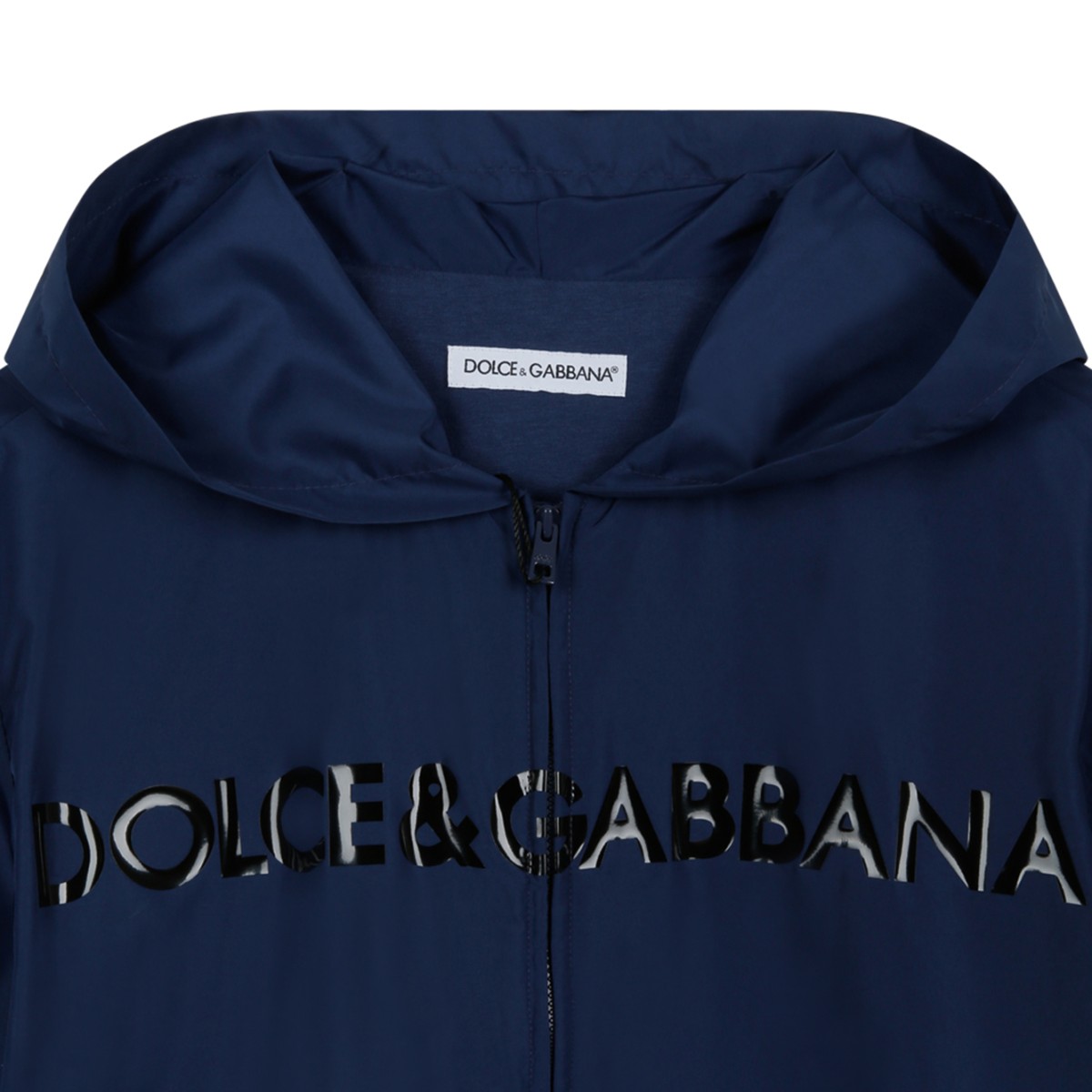 Dolce & Gabbana Blue Logo Hooded Jacket.
